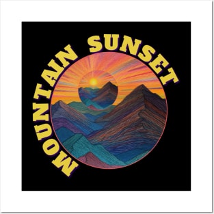 Mountain Sunset Sunrise Colorful Landscape Scene Posters and Art